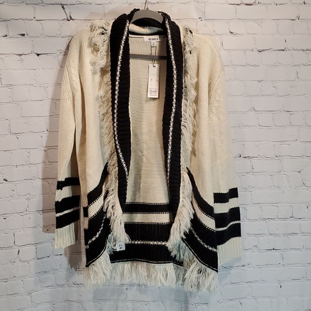 BB Dakota open front fringed cardigan NWT